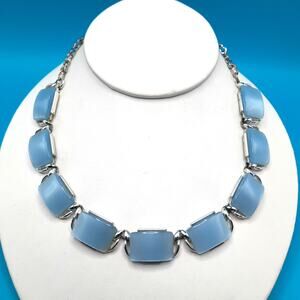 Vintage Moonglow Light Blue Necklace, Silver Tone, 1950s Vintage Jewelry